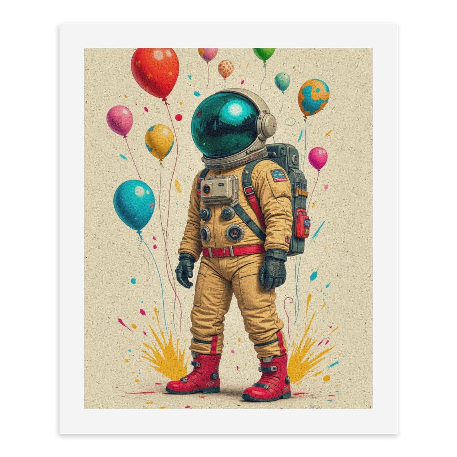 Paint By Numbers Kit for Adults Beginner - DIY Astronaut Balloons Celebration Art Canvas Painting Kits for Adults, Frameless Paint By Number for Adults for Home Wall Decor 16x20 Inch