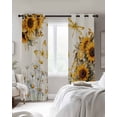 thumbnail image 2 of Farmhouse Sunflower Black Out Curtains 72 Inch Long, Light Blocking Drapes with Black Liner, Vintage Daisy Butterflies Rustic Burlap Thermal Blackout Curtains for Bedroom Living Room 52"x72" 2 Panels, 2 of 8