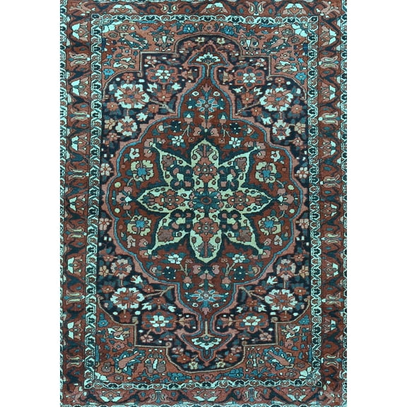 Ahgly Company Indoor Rectangle Persian Light Blue Traditional Area Rugs, 5' x 7'