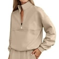 thumbnail image 2 of Fall Sweatshirts for Women 2025 Long Sleeve Half Zipper Stand Collar Plain Oversized Sweatshirt Pullover Tops, 2 of 6