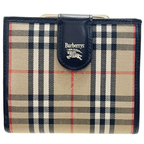 Pre-Owned Burberry Wallet Check Canvas Leather Beige Black BURBERRY Burberrys'... (Good)