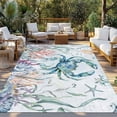 thumbnail image 2 of Turquoise Carbs Coastal Outdoor Rug for Patio/Deck/Porch, Non-Slip Large Area Rug 3 x 5 Ft, Nautical Summer Beach Coral Jellyfish Indoor Outdoor Rugs Washable Area Rugs, Camping Rug Carpet Runner, 2 of 8