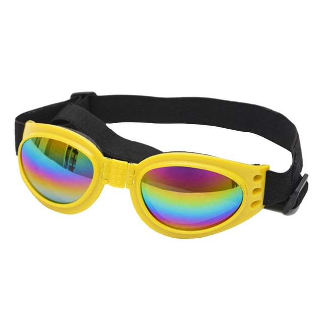 Milisten 1Pc Dog Sunglasses Eye Wear Protection Collapsible Pet Goggles UV Protection Goggles with Strap(Yellow)