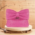 thumbnail image 4 of Yucurem Women Straw Evening Bag With Bow Weaving Clutch Bag Ladies Daily Bag (Rose Red) Casual straw bag (Rose Red), 4 of 5