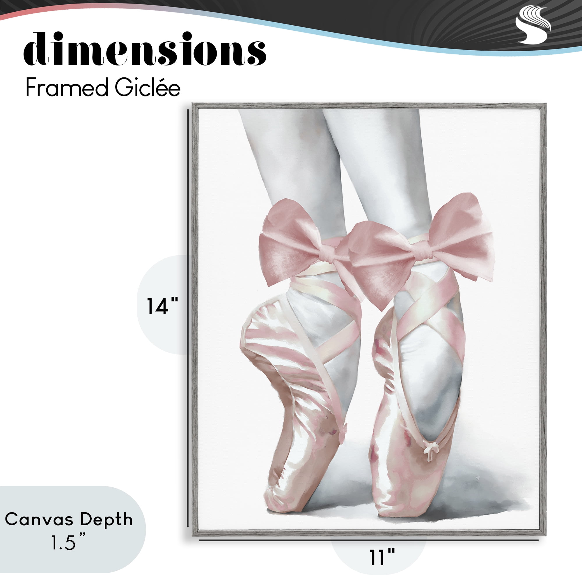 Stupell Industries Ballet Pointe Shoes Gray Framed Giclee Art, design by Elizabeth Medley