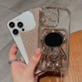 thumbnail image 3 of Compatible for iPhone 14 Pro 6.1 Inch Bling Plating Astronaut Hidden Stand Case, Cute Clear Glitter Card Slot Case for Women Girls Shockproof Back Cover for iPhone 14 Pro Gold, 3 of 14