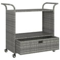thumbnail image 2 of vidaXL Bar Cart with Drawer Grey 100x45x97 cm Poly Rattan, 2 of 4