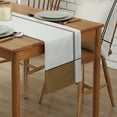 thumbnail image 2 of Table Runner Dresser Scarves 36 Inch Long, Brown Beige Splicing Color Block Art Linen Dining Table Runners Abstract Line Stripe Tabletop Scarf for Wedding Holiday Party Kitchen, 2 of 7