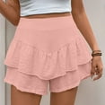 thumbnail image 2 of REALiKUN Women Smocked Ruffle Mini Skirts Summer High Waisted Tiered Short Skirt with Shorts Underneath, 2 of 7