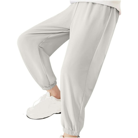 Jgppe Boys Joggers Pants Lightweight Ice Silk Breathable Stretch Elastic Waist Casual Tapered Pants 3-15 Years