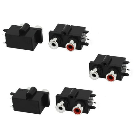 Rca Chassis Socket - Audio Video AV 2 RCA Female Jack Socket Chassis PCB Mount Connectors 5 Pcs