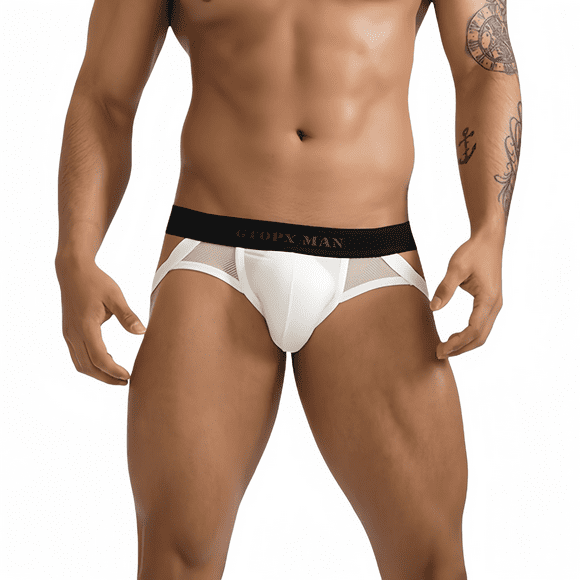 GTOPX MAN Men Underwear Breathable Jockstraps, Black and White, 2-Pack, Size M