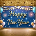 thumbnail image 3 of Gold Lettering Happy New Year Banner Blue Background New Year Banner Firework Design Balloon Decoration Celebration Banner for New Year Party Home Celebration Indoor Decoration, 3 of 9