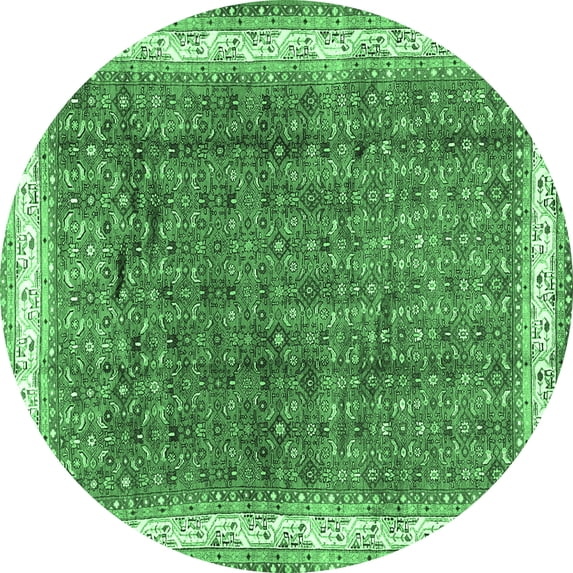 Ahgly Company Indoor Round Persian Emerald Green Traditional Area Rugs, 7' Round