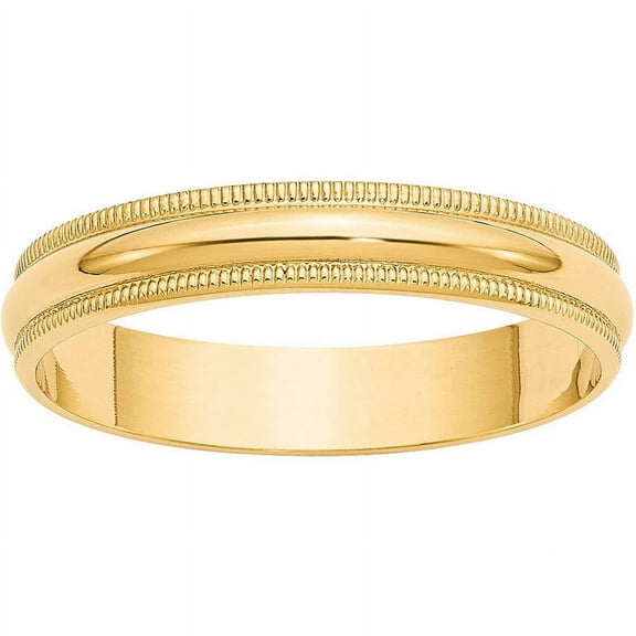 Primal Gold 10 Karat Yellow Gold 4mm Lightweight Milgrain Half Round Band Size 10