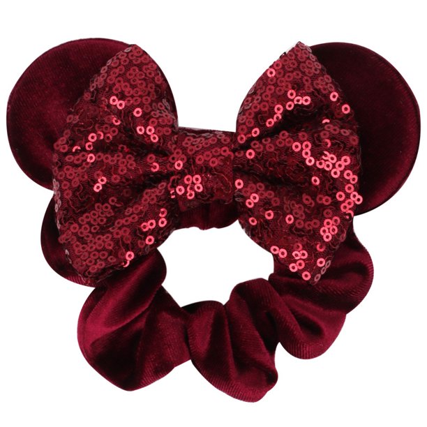 Diadema de Disney para Bebé y Niño, accesorios para el cabello con dibujos animados de Mickey y Minnie, banda elástica para el cabello de terciopelo dorado, Anillo para el cabello de Navidad, novedad