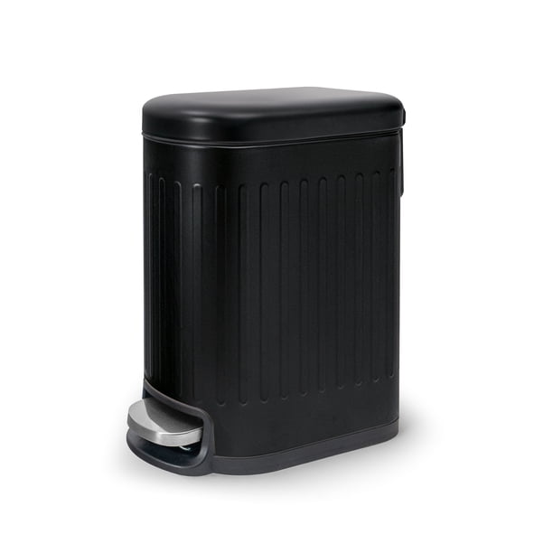 Bote de basura con pedal Acento de 5 L Basurero de acero inoxidable con tapa y cubeta extraíble Negro Mate