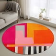 thumbnail image 2 of Pink Orange 3ft Area Rug, Geometric Modern Abstract Oil Painting Washable Non-Slip Small Round Rugs for Entryway Bedroom Kitchen, Soft Circle Carpet for Dining Room, Playroom Nursery Rug, 2 of 9