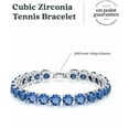 thumbnail image 5 of Kezef 7mm Round Cut Simulated Blue Sapphire Tennis Bracelet in Sterling Silver Plate for Women, 7", 5 of 6