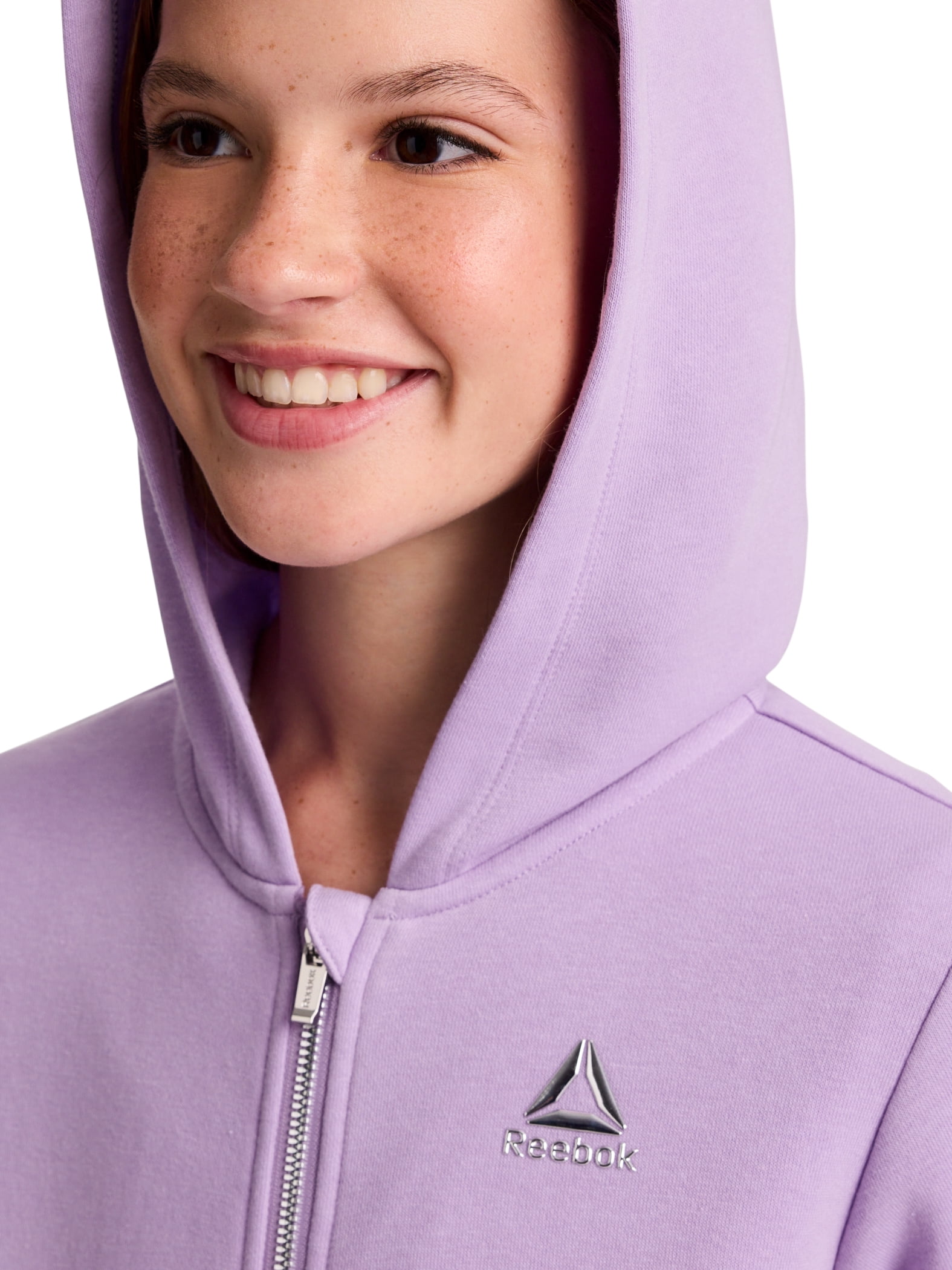 Reebok Girl’s Game Day Fleece Full Zip Hoodie, Sizes 4-18