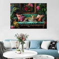 thumbnail image 3 of Mudket Leopard on Emerald Green Baroque Sofa Canvas Wall Art, Maximalist Floral Vintage Trendy Wall Art Print for Luxury Living Room Eclectic Home Decor, Framed Ready to Hang - 12"L x 8"W, 3 of 9