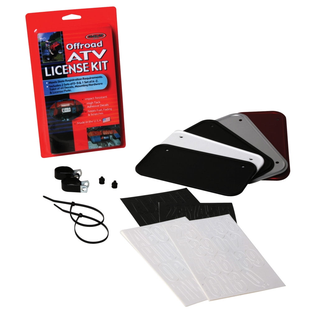 Hardline 2340W ATV License Plate Kit White Plate/Black Letters