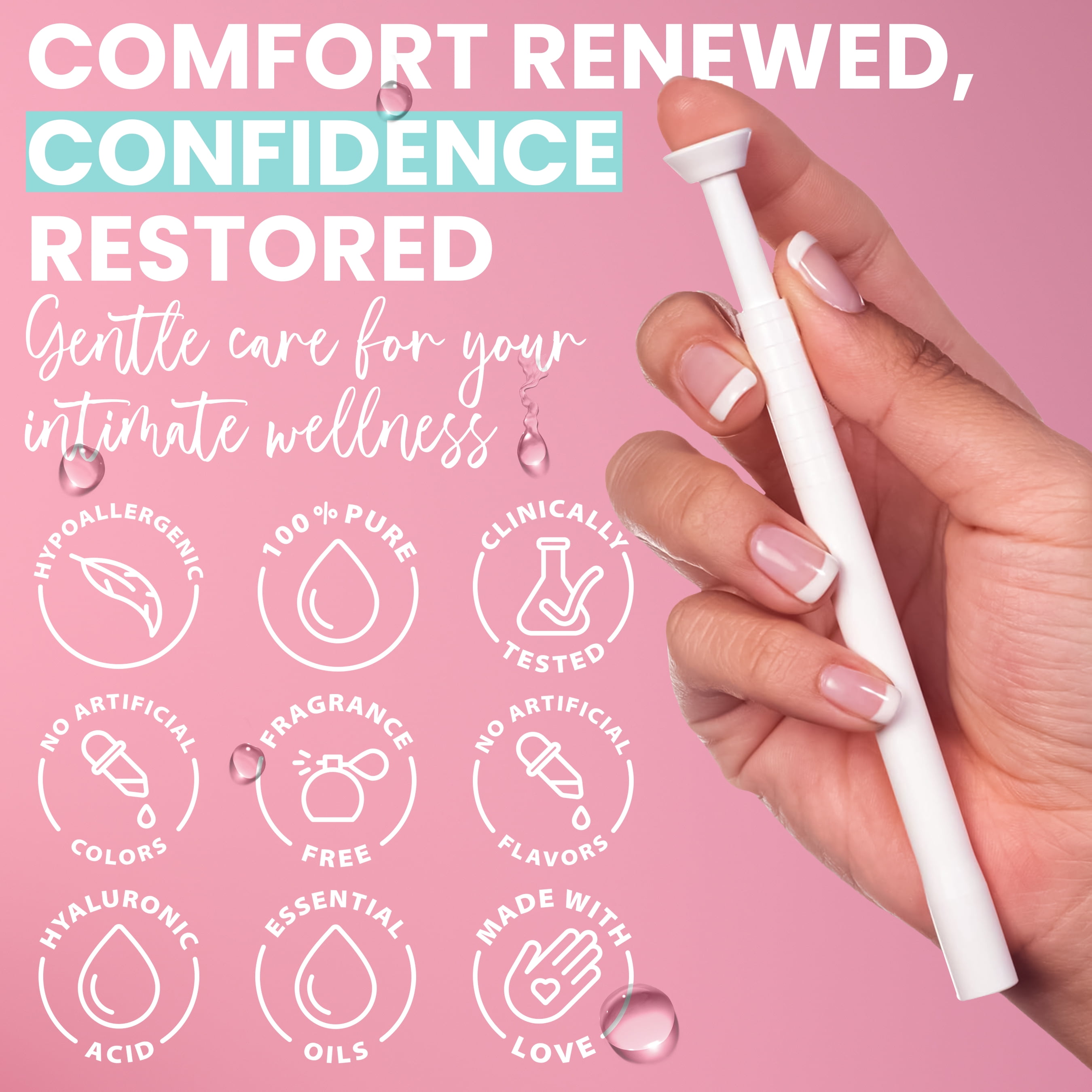 Hydro GYN Vaginal Moisturizer | Long Lasting for Vaginal Dryness & Irritation | Hyaluronic Acid & Vitamin E | Feminine Care Hormone Free | Pre and Post Menopausal | 12 Vaginal Suppositories