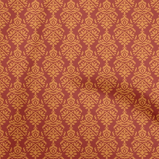 oneOone Cotton Poplin Red Fabric Damask Craft Projects Decor Fabric Printed By The Yard 56 Inch Wide
