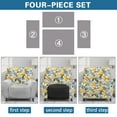 thumbnail image 6 of FOR U DESIGNS Lemon Flower Pattern Recliner Chair Covers 4-Pieces Stretch Recliner Armchair Covers Wear-Resistan Sofas Couches Slip Protector with Storage Pockets, 6 of 8