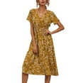 thumbnail image 1 of Txlixc Vestido de Verano para Mujer, Estampado Floral Cuello en V Manga Corta Falda Casual de Cintura Delgada para Damas, 9 Colores Txlixc  Estilo de ocio, 1 of 7