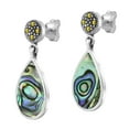 thumbnail image 4 of AeraVida Vintage Elegance Abalone Shell Teardrops Sterling Silver Post Drop Earrings, 4 of 5