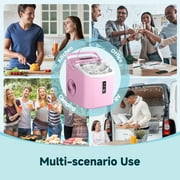 Simzlife Countertop Ice Maker with Handle,Portable Ice Machine with Basket and Scoop, 9 Bullet Ice In 6 Mins, 26Lbs/24H, Self-Cleaning