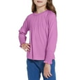 thumbnail image 6 of Cheap Kids Shirts Girls Tops Pleated Trim Long Sleeve Top Casual Crew Neck Pullover Tees Solid Color Blouse Shirt, 6 of 9