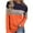 Orange, variant on WREESH Womens One Sided Cold Shoulder T-shirts Trendy Cross Strap Blouse Plaid Color Block Pullover Fall Loose Tunic Tops Orange