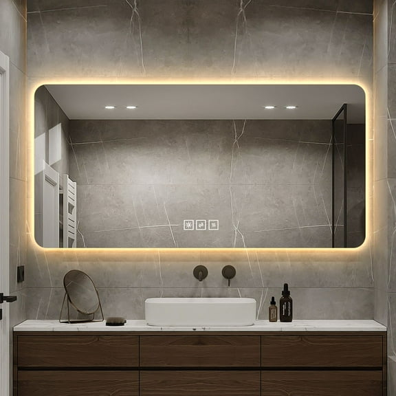 48x24" LED Bathroom Mirror, 3 Color Dimmable, Backlit Mirror