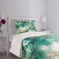 thumbnail image 4 of Ambesonne Teal Quilted Bedspread Set 2 Pcs, Greenery Marble Print Leaves, Twin Size, Dark Seafoam Dark Khaki, 4 of 4