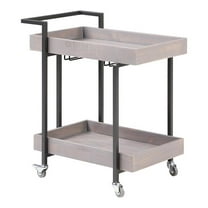 Bowery Hill Contemporary Wood Serving Cart in Antique Gray Finish