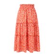 thumbnail image 3 of Franhais Women's Skirt, Floral/Dot/Leopard Print Ruffle Hem High Waist Female Midi Skirt with Side Pockets, 3 of 9