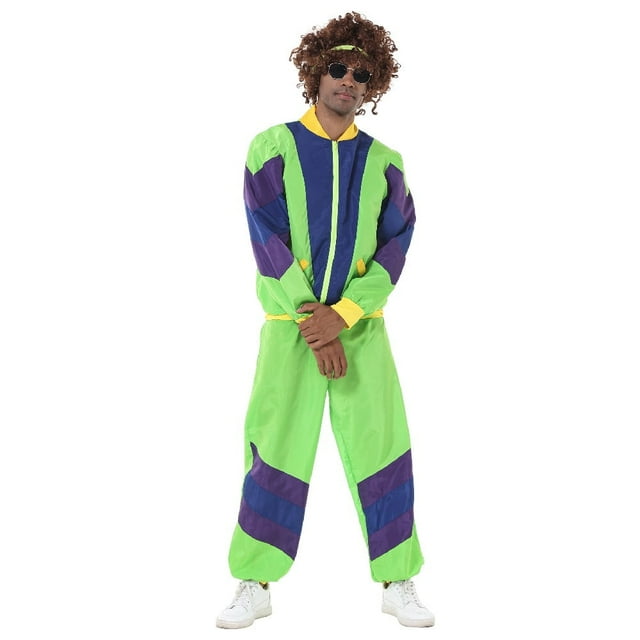 MesaSe 80s HipHop Costumes Outfits Retro Tracksuit Patchwork Zip Up Long Sleeve Coat and Pants