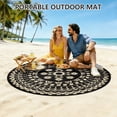 thumbnail image 3 of 5*5ft Round Outdoor Rug Circle Outside Area Rug Boho Reversible Patio Rug Plactic Straw Rug for Patios,Deck,Picnic,Beach,Trailer,Camping,Black&Beige, 3 of 10