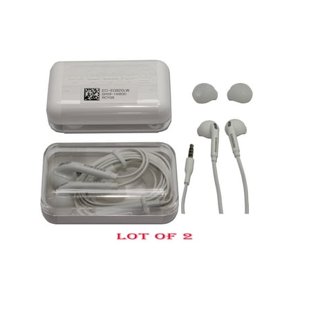 Galaxy Retail Pack Original Samsung Wired (2PCS) Headset EO-EG920LW 3.5mm for Samsung Galaxy Note 4 5 S6 S6 Edge S7 S7 Edge in Jewel case in Non Retail Pack ()