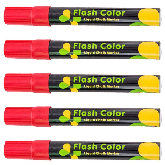 Marcador de tinta para pizarra VentDepot ChalkyRed 5Pzas Rojo Neón Punta Redonda mediana MXKYR-005