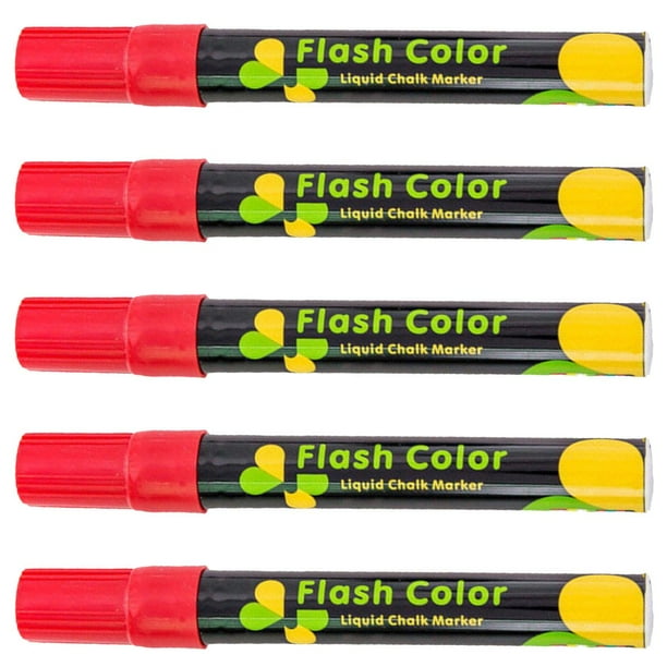 Marcador de tinta para pizarra VentDepot ChalkyRed 5Pzas Rojo Neón Punta Redonda mediana MXKYR-005