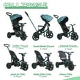 thumbnail image 5 of Zukka 6 in 1 Kids Tricycle Stroller Children Adjustable Foldable Ride On Toddler for 1-6 Years Green, 5 of 9