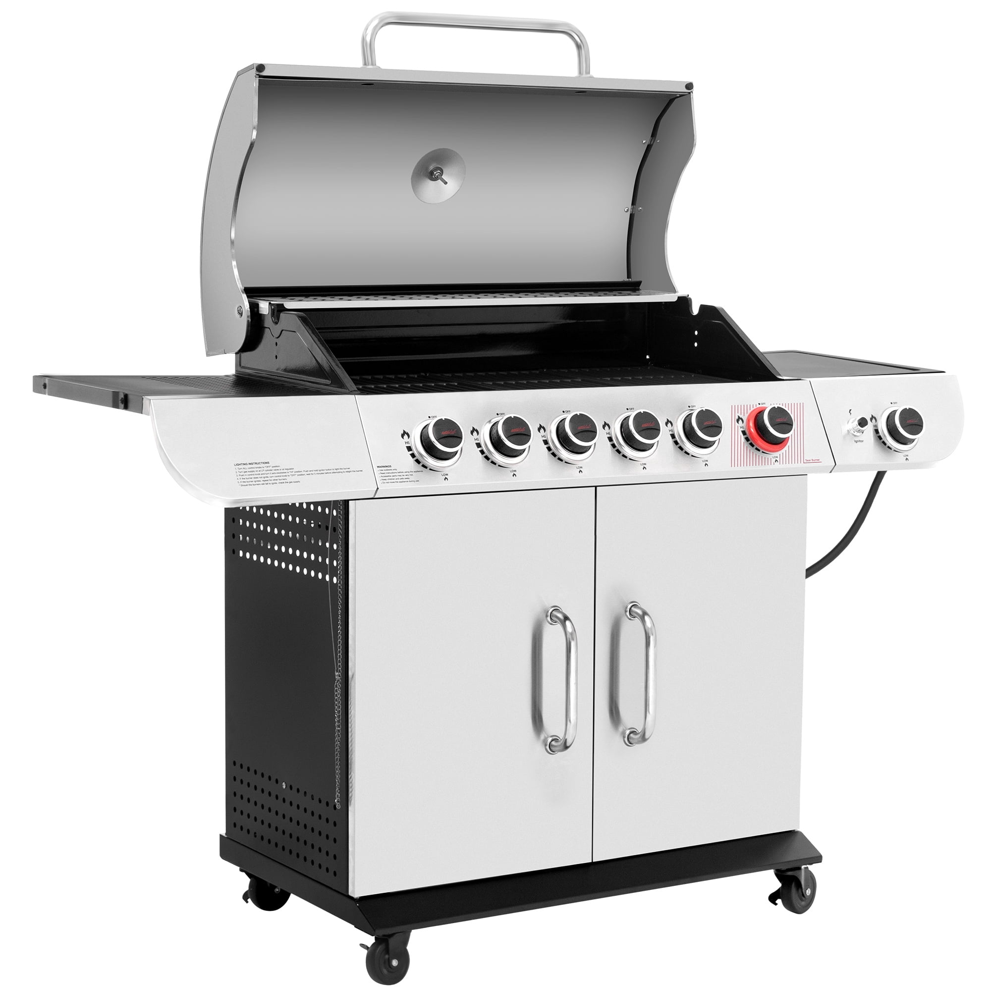 Royal Gourmet SG6002 Classic 6-Burner 71000-BTU LP Gas Grill with Sear Burner and Side Burner, Stainless Steel