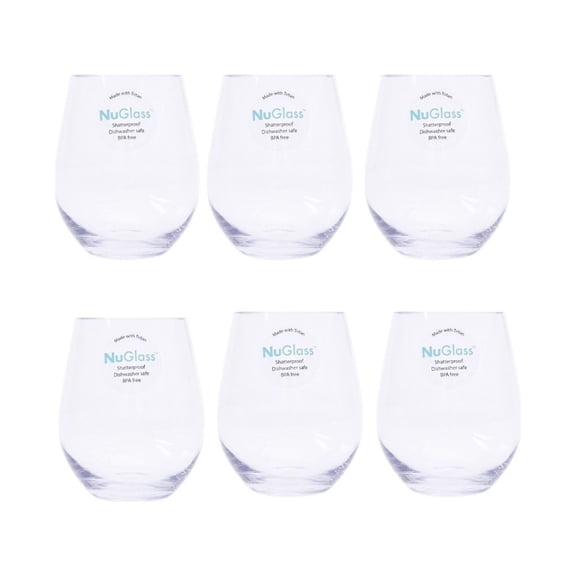Nuglass 19oz Tritan Stemless Wine Glass, 6-Pack