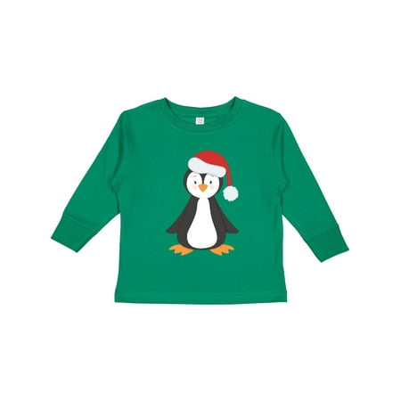 

Inktastic Cute Penguin Penguin With Red Santa Hat Boys or Girls Long Sleeve Toddler T-Shirt