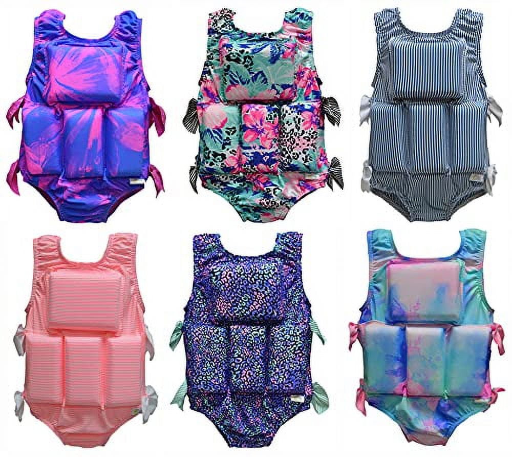 My Pool Pal Girl's Swimwear Flotation Life Vest Swimsuit - 79303 (Air Brushed Leopard, Medium (40-50 lbs))