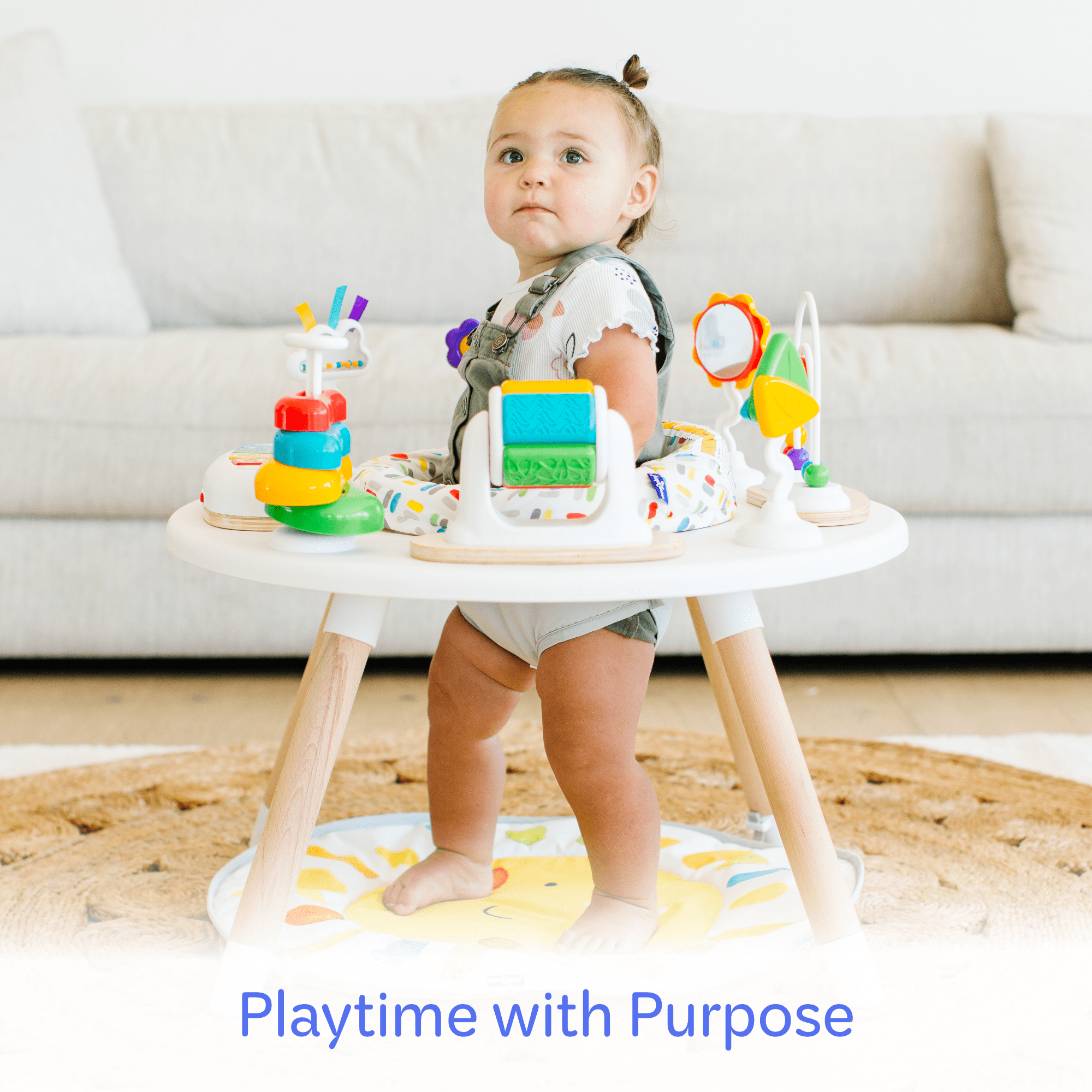 Move2Play 4-in-1 Baby Activity Center | Montessori-Inspired Design | 8 Interactive Toys | Tummy Time, Exersaucer, Jumper & Toddler Table | Baby Essential