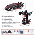 thumbnail image 4 of Coche Control Remoto Transformers Carro Teledirigido Niños Azul Rotación 360, 4 of 4